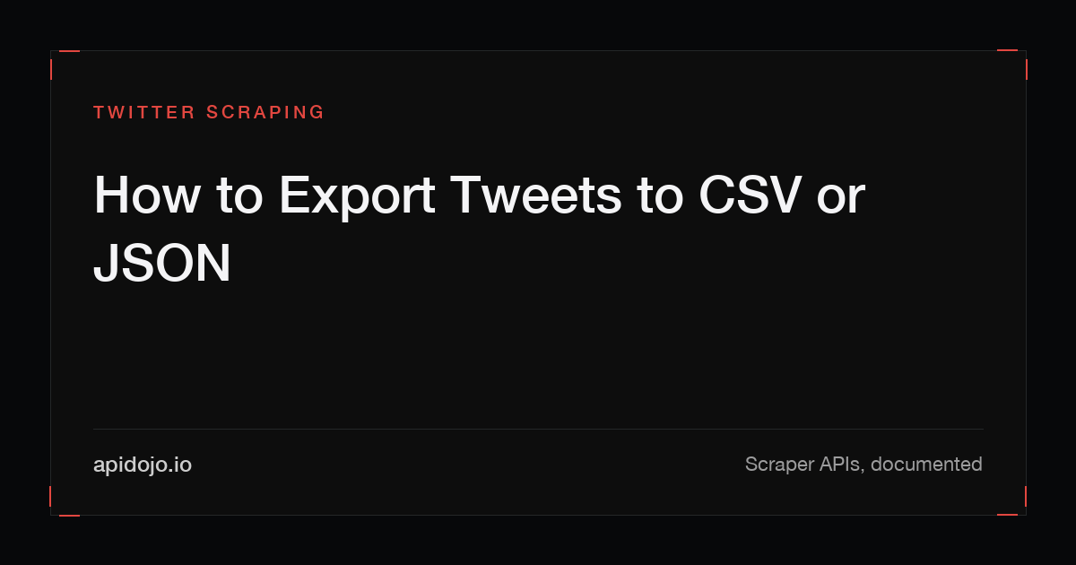 Cover card reading 'How to Export Tweets to CSV or JSON'