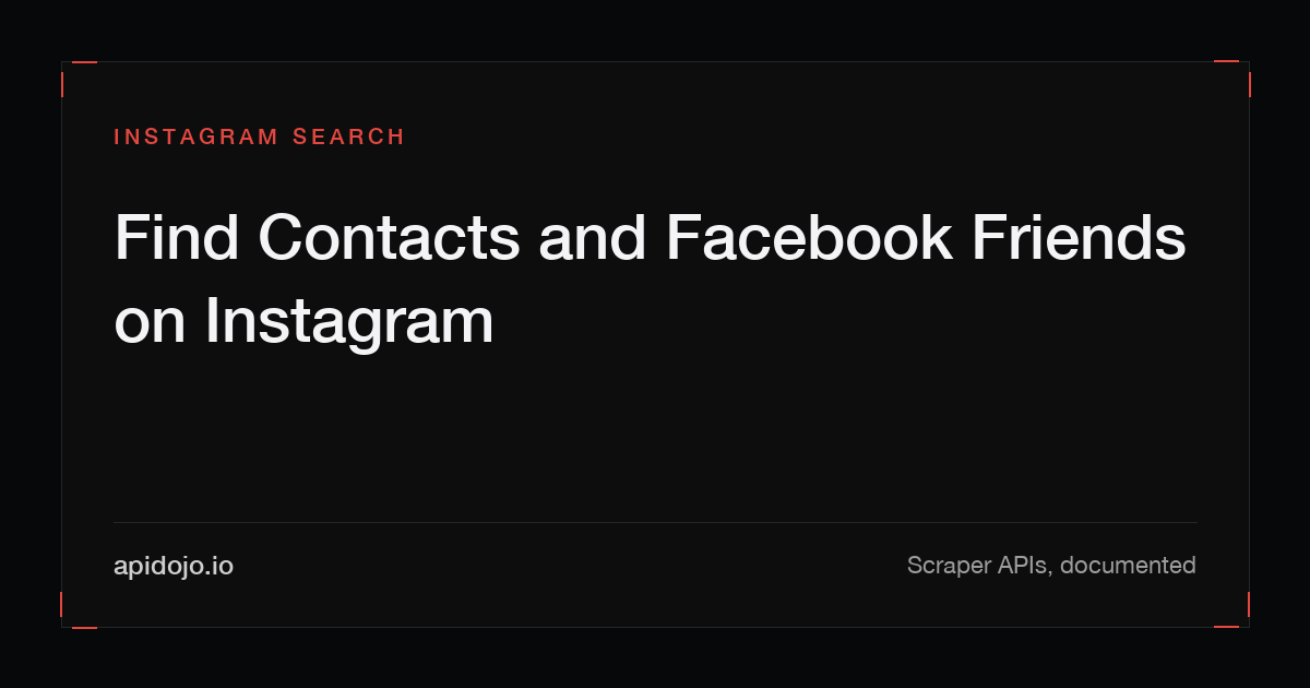 Cover card reading 'Find Contacts and Facebook Friends on Instagram'