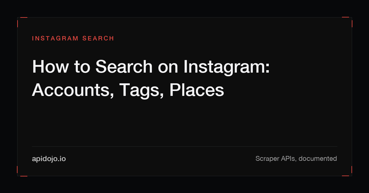 Cover card reading 'How to Search on Instagram: Accounts, Tags, Places'