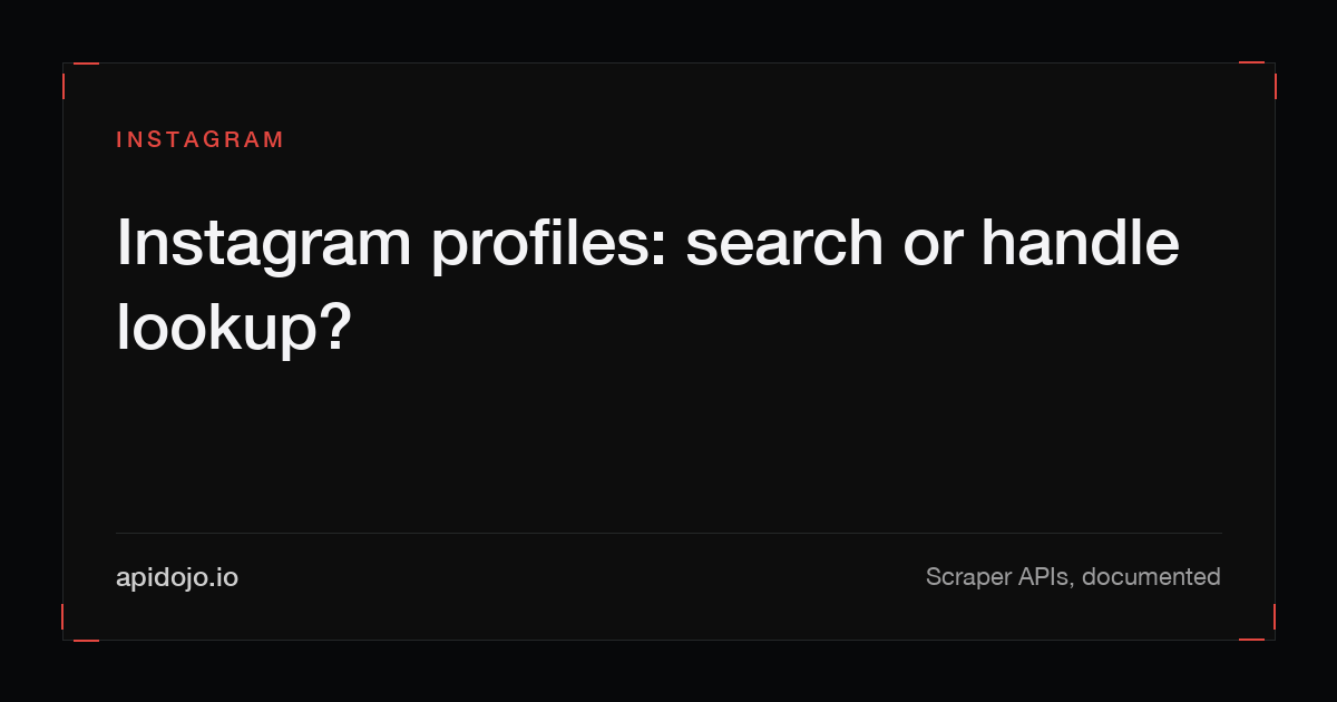 Cover card reading 'Instagram profiles: keyword search or handle lookup?'