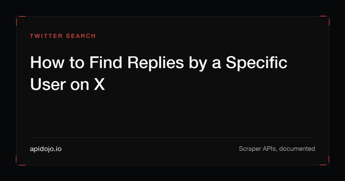 Cover card reading 'How to Find Replies by a Specific User on X'