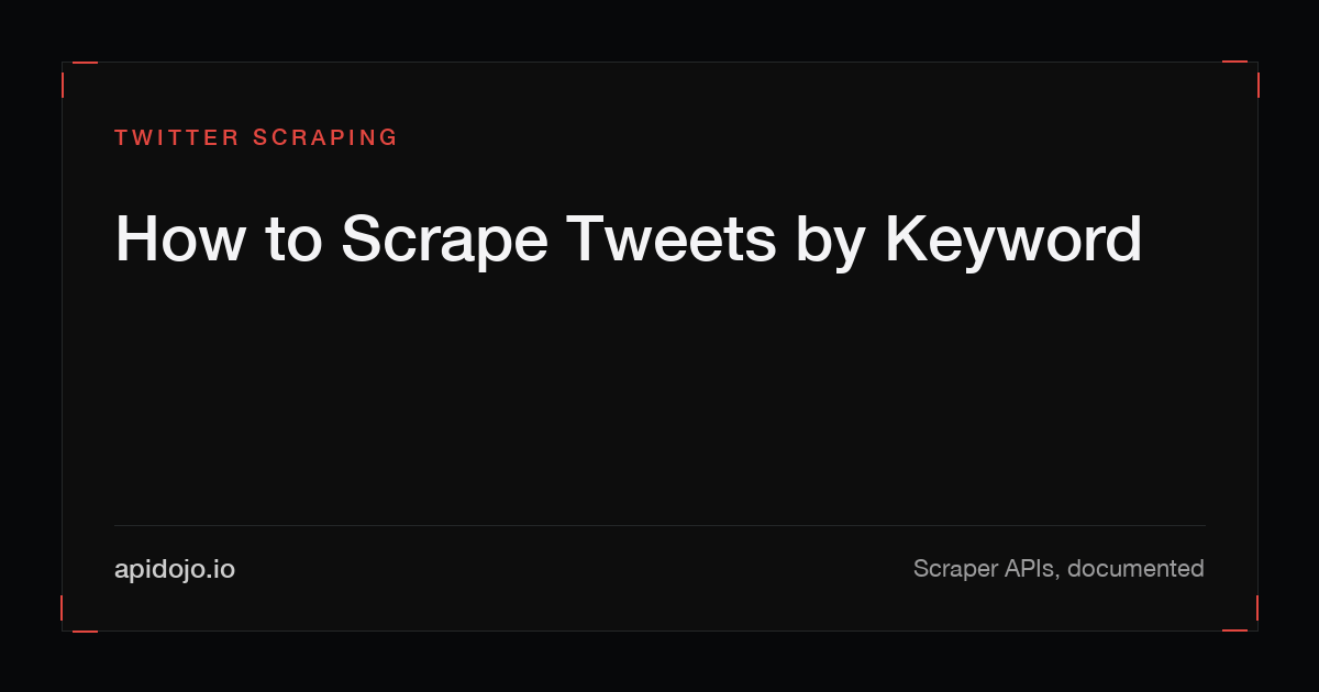Cover card reading 'How to Scrape Tweets by Keyword'