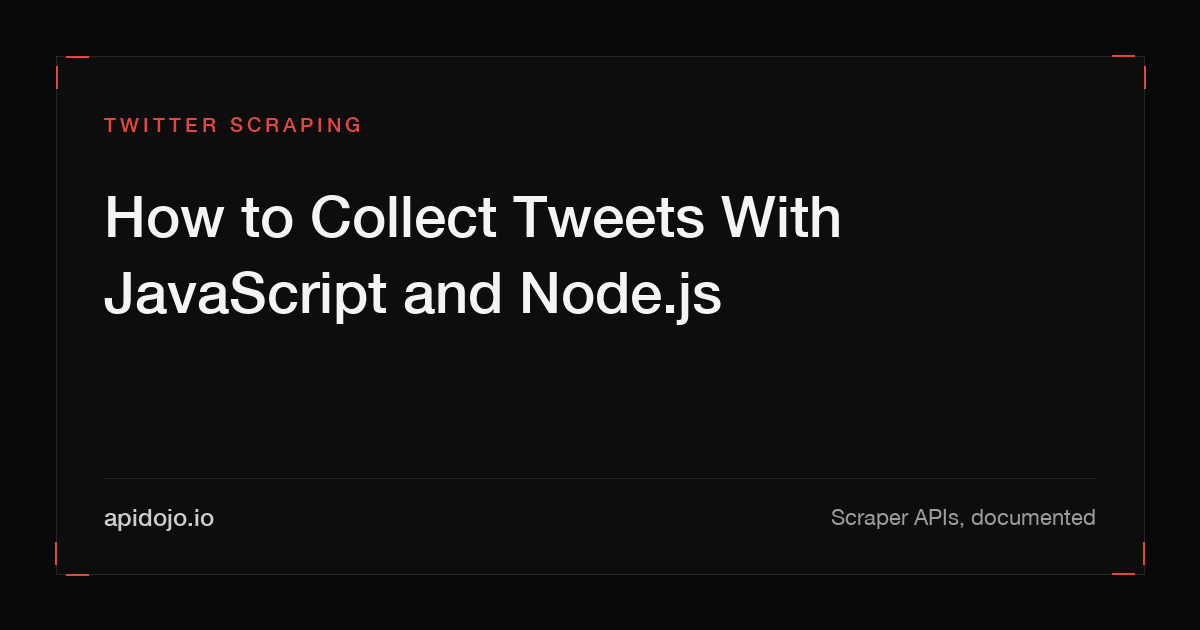 Cover card reading 'How to Collect Tweets With JavaScript and Node.js'