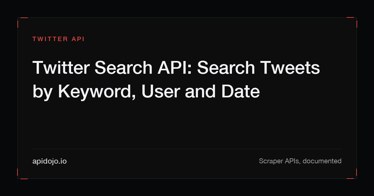 Cover card reading 'Twitter Search API: Search Tweets by Keyword, User and Date'
