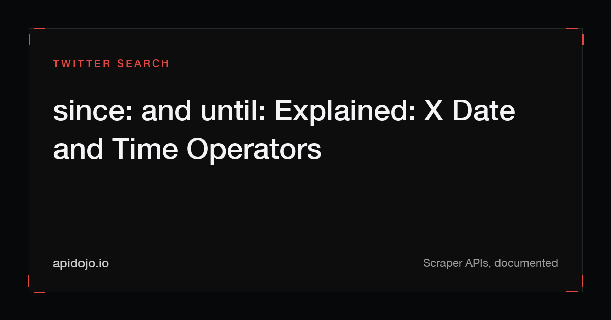 Cover card reading 'since: and until: Explained: X Date and Time Operators'