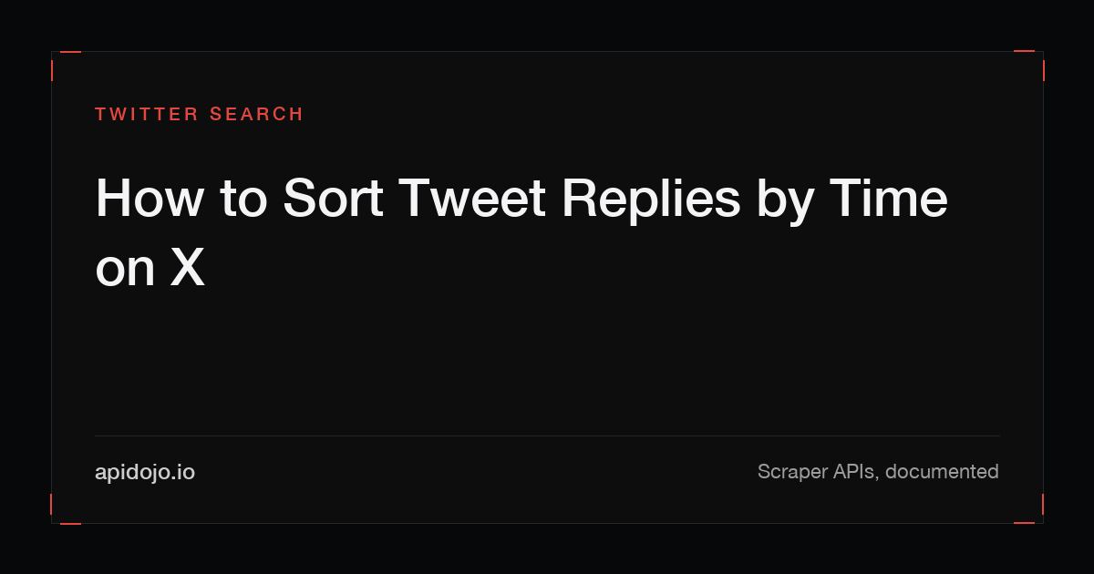 Cover card reading 'How to Sort Tweet Replies by Time on X'
