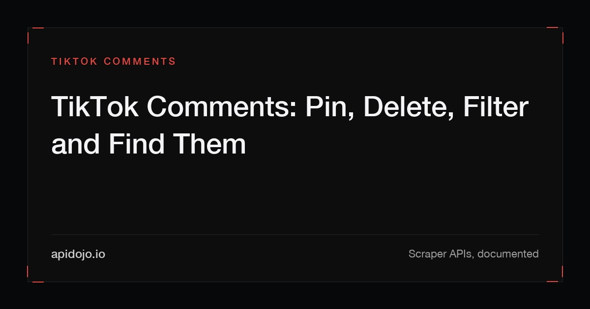 Cover card reading 'TikTok Comments: Pin, Delete, Filter and Find Them'