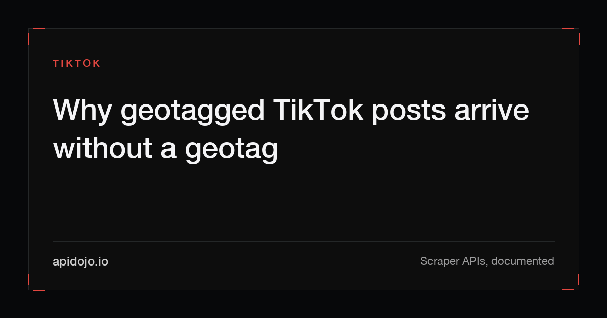 Cover card reading "Why geotagged TikTok posts arrive without a geotag"