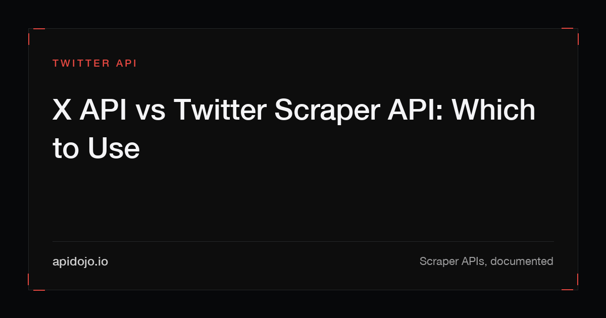 Cover card reading 'X API vs Twitter Scraper API: Which to Use'