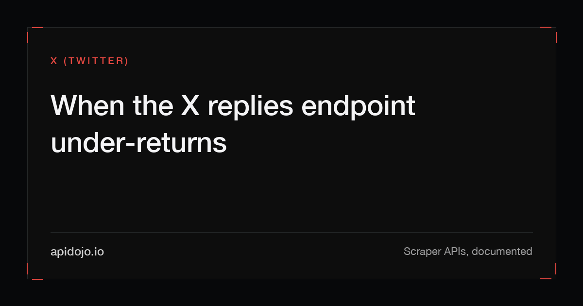 Cover card reading "When the X replies endpoint under-returns"